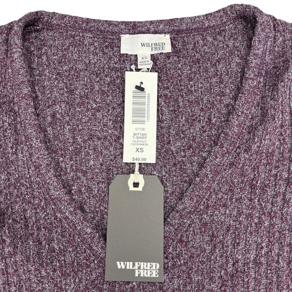 NWT WILFRED FREE Aritzia Bittar Cropped T-Shirt Sz XS Heather Cardamon - Picture 4 of 6
